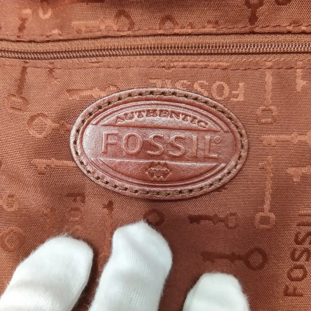Fossil Maddox Brown Leather Zipper Closure Hobo Shoulder Bag